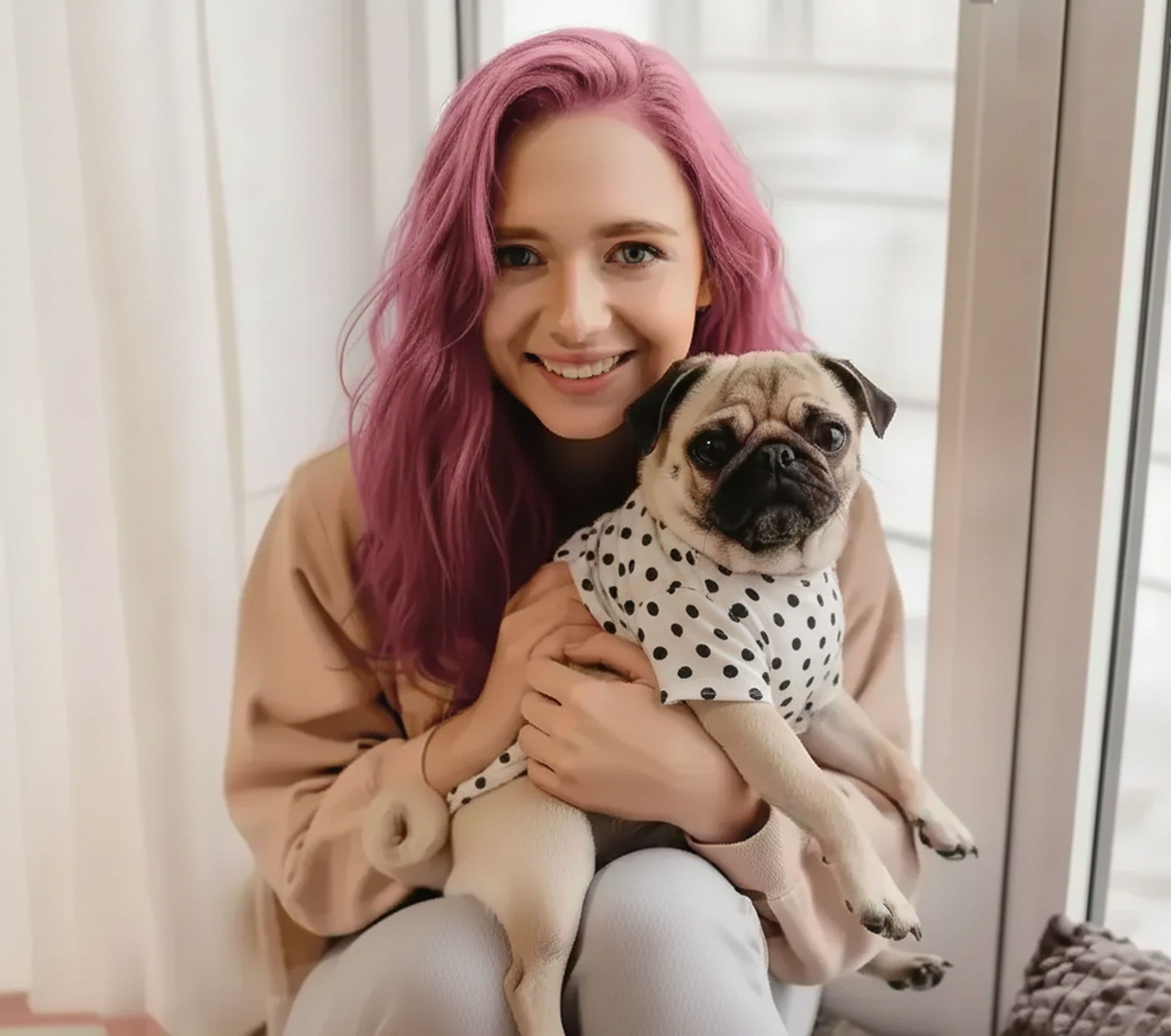 Woman with pug